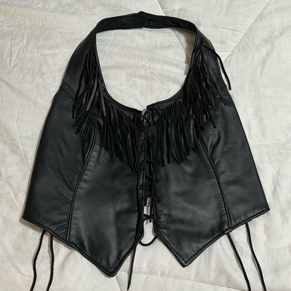 Vintage Black Fringe Vest